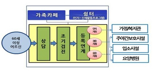 치매안심센터 업무 흐름도. 보건복지부 제공